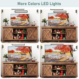 Elibeauty Rustic Brown Farmhouse TV Stand for 50-65 Inch TVs with Adjustable Shelves and Sliding Barn Doors Elibeauty