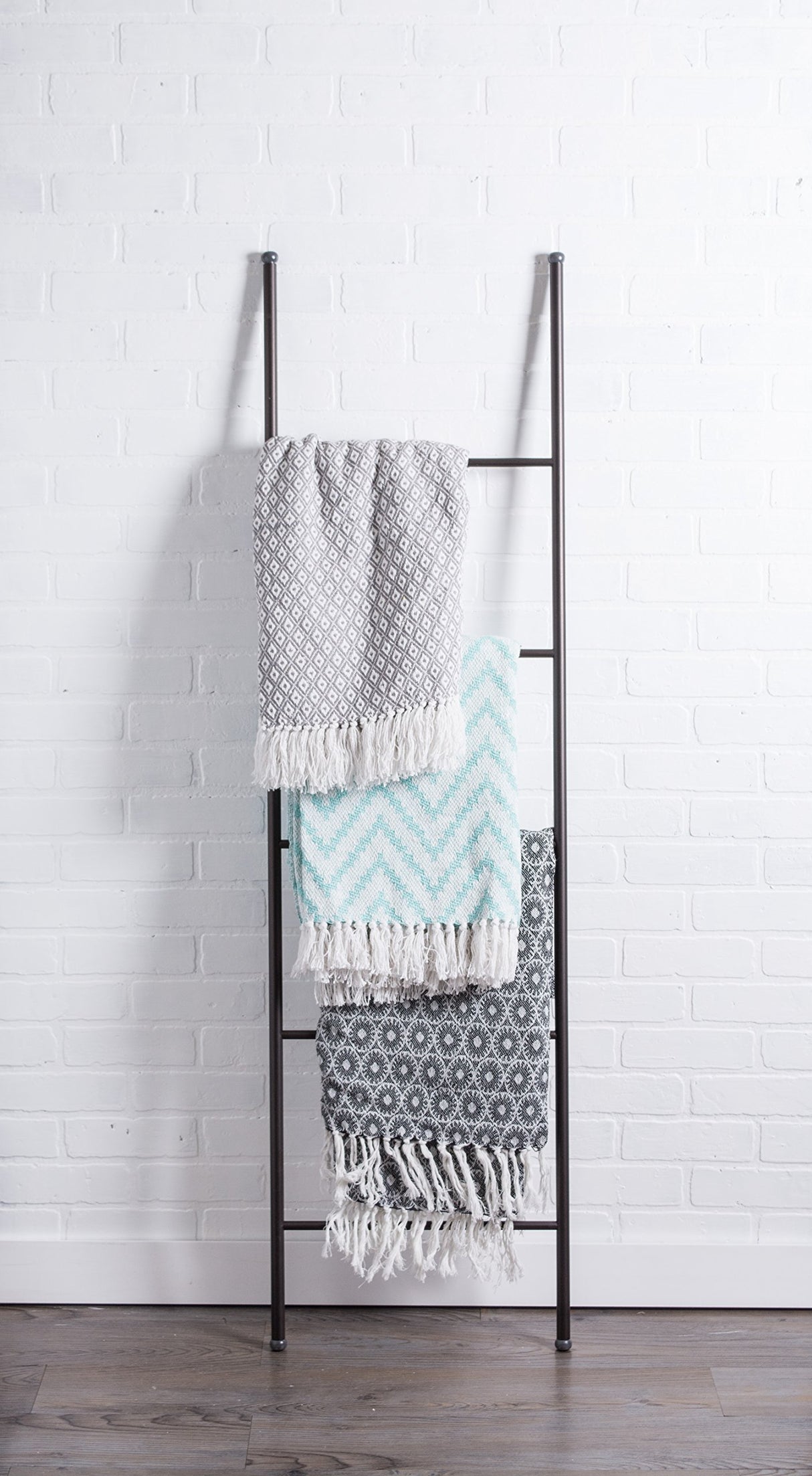 DII Rustic Farmhouse Throw Blanket with Decorative Tassles, Use for Chair, Couch, Bed, Picnic, Camping, Beach, & Just Staying Cozy at Home (50 x 60), Large Chevron Aqua DII