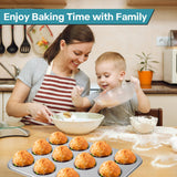 Spmarkt 2-Pack Muffin Pan with Carry Lid, Non-Stick 12-Cup Muffin Tin, Silver Cupcake Pan with Lid and Handle for Transporting, Suitable for Party, Holiday, Gathering etc Spmarkt