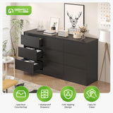 Greenvelly Black 9 Drawer Dresser, Modern Long 9 Drawer Dresser, Wood Dresser with 9 Large Drawers for Bedroom, Wooden Dressers & Chests of Drawers with Smooth Metal Rail for Nursery, Women, Family Greenvelly
