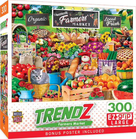 MasterPieces 300 Piece EZ Grip Jigsaw Puzzle - Farmers Market - 18"x24" Masterpieces