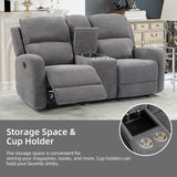 EBELLO Manual Living Room Furniture Reclining Couch Set, Soft Fabric Recliner Loveseat and 3 Seat Sofa Couch for Meeting Room, Overstuffed Backrest(Loveseat+Sofa) EBELLO