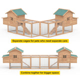 Outdoor Chicken Coop for 4-8 Chickens Wooden Hen Rabbit House Poultry Pet Hutch Run Cage w/Waterproof Asphalt Roof, Ramp, Nesting Box, Wire Fence (160") GOJOOASIS