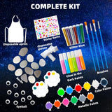 Hiawbon Rock Painting Kit, Glow in The Dark Rock Kit, Rock Arts and Crafts Kit for DIY, Rock Craft Kit with Paint Supplies, 12 Rocks Craft Kits Art Supplies for Outdoor Activities Hiawbon