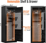 KAER 25 Biometric Gun Safe for Rifles and Pistols, Large Gun Cabinet for Home Rifle, Quick Access Gun Safe with Fingerprint, Rifle Safe with Removable Shelf and Pistol Pocket [No Assembly Required] KAER