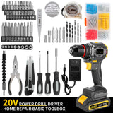 AwxryoX Brushless Compact Drill Tool Set, 60N.m 20V Cordless Drill Tool Box with 2 Battery, 135Pcs Man Household Tool Set with DIY Hand Tool Kits, 531 In-lb Tool Set with Drill for Daily Home Repair AwxryoX