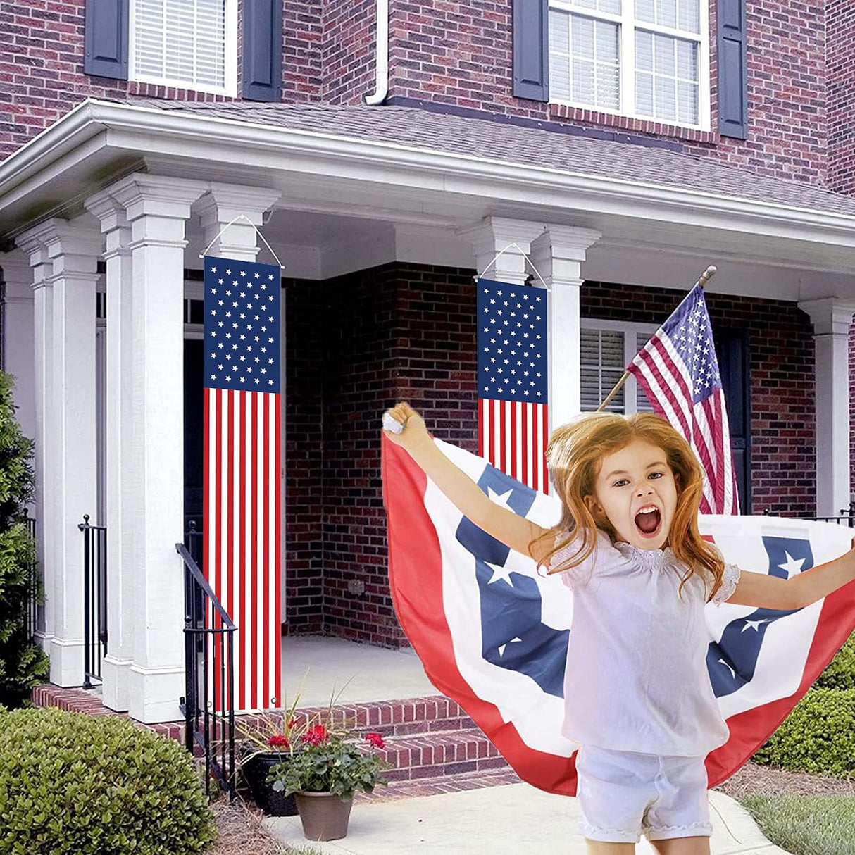4th of July Independence Day Decorations Memorial Day Decor Indoor and Outdoor Hanging American Flag Banners (2 Pcs) YOYNIIRE