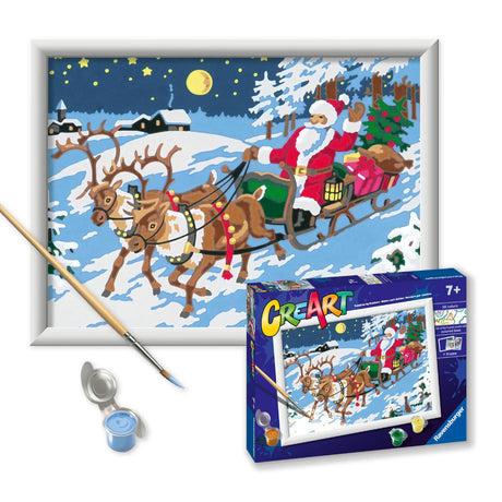 Ravensburger - CreArt - Night Before Christmas - Paint by Number Kit - Exciting Scene with Santa in his Sleigh and Reindeer - Premium Paints for That Magical Quality - Ages 7+ Ravensburger