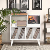 LELELINKY Large Record Player Stand, Turntable Stand with Storage, Vinyl Record Holder with Display Area, Record Player Table Holds Up to 300 Albums, Record Stand for Music room Living Room-White LELELINKY