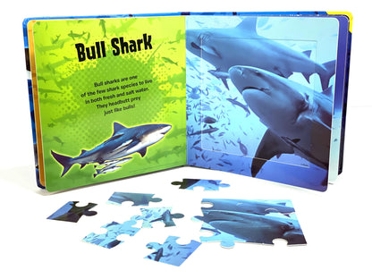 Phidal World of Sharks My First Puzzle Book - Jigsaw Puzzles for kids, 10-page board book, 5 puzzles to enjoy