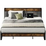 LIKIMIO King Size Bed Frame with Storage Headboard and Charging Station, Solid Construction, Easy Assembly LIKIMIO