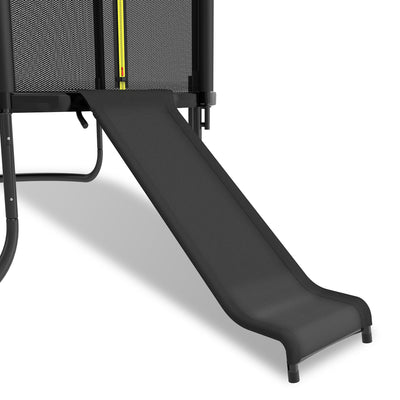 Deomod Trampoline Slide, 10FT 12FT 14FT 15FT 16FT Trampoline Universal Outdoor Slides, Trampolines Accessories with Cushioning Effect, Suitable for Kids to Climb Up Slide Down, Safety Slider (Black)