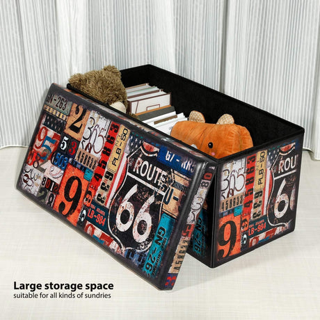 B FSOBEIIALEO Folding Storage Ottoman Bench with Faux Leather Footrest Seat, Coffee Table 30"x15"x15" B FSOBEIIALEO