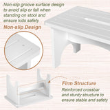 Wooden Step Stool for Adults, 9" Portable Wood Step Stool for Kids, Heavy Duty Bedside One Step Stool with 550 Lbs Load Capacity, Non-Slip White Foot Step Stool for Kitchen Bathroom Bedroom Eiwoda