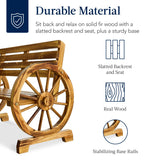 Best Choice Products 2-Person Wooden Wagon Wheel Bench for Backyard, Patio, Porch, Garden, Outdoor Lounge Furniture w/Rustic Country Design, Slatted Seat and Backrest - Natural Best Choice Products