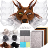 OPPKIE Cat Fox Therian Masks 6PCS with Felt Furs Eye Meshes and Stars, Costume Furry Masks to Paint, Animal Mask Arts Crafts Kit, Dress Up DIY for Halloween Christmas Cosplay Party Interaction OPPKIE