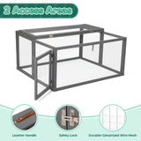COZIWOW Folding Wooden Chicken Coop Chicken Run, Indoor Outdoor Run with Mesh Cover, Portable Large Rabbit Hutch Small Animal Poultry Cage for Chicks, Duck, Bunny, Kitten, Puppy, Grey COZIWOW