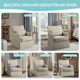 Martha Stewart London Swivel Chair - Solid Wood & Plywood, Skirted Metal Base Accent Armchair, Lumbar Pillow -Modern Classic Family Room Sofa Furniture Bedroom Lounge, 28"X31.5"X35.25", Light Blue Martha Stewart