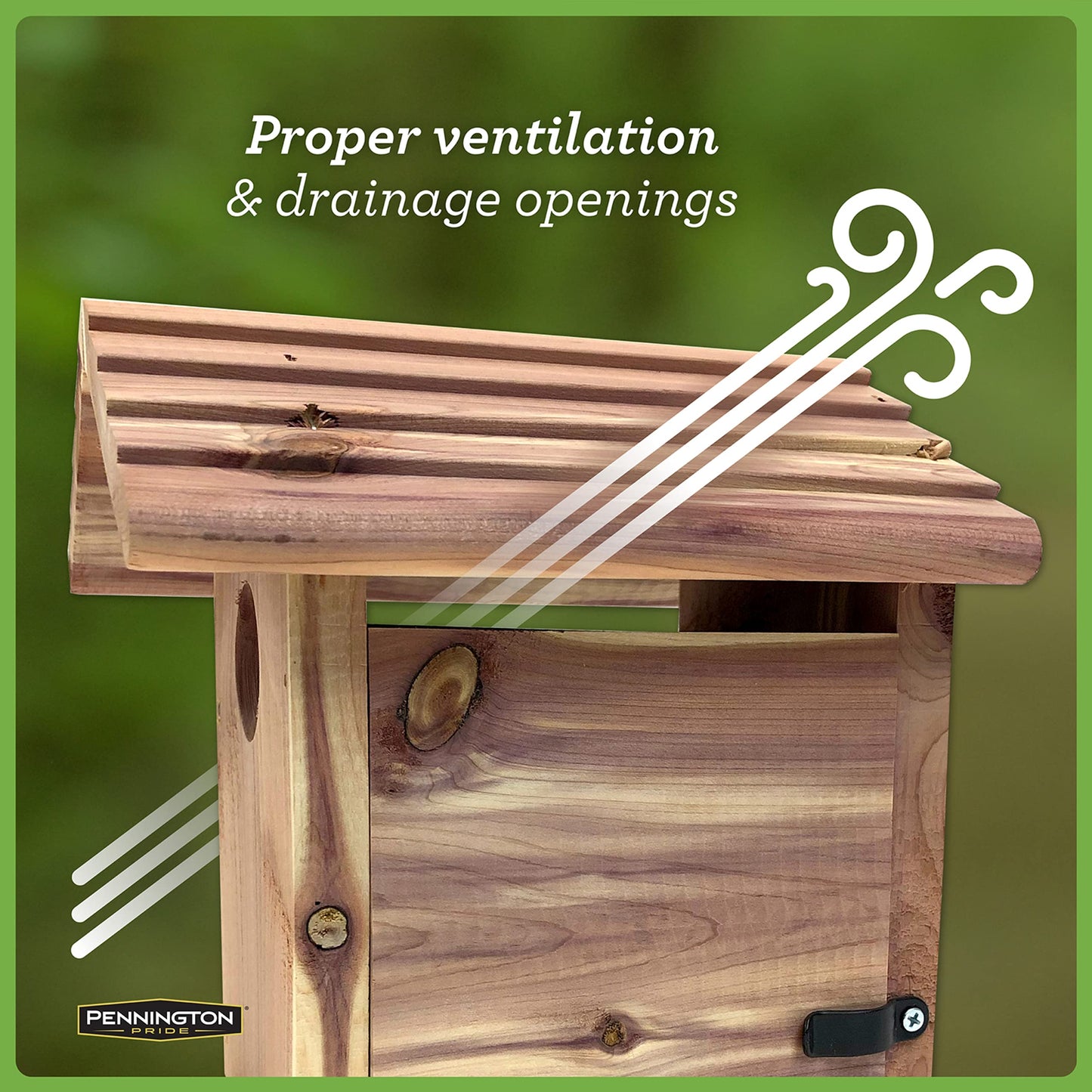 Pennington Pride Birdhouse for Outdoor, Outdoor Birdhouse Cedar, Room for 1 Adult and 3-4 babies