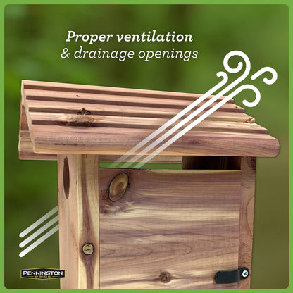 Pennington Pride Birdhouse for Outdoor, Outdoor Birdhouse Cedar, Room for 1 Adult and 3-4 babies