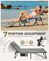 KingCamp Oversized Tanning Chair, Extra-Wide Padded Folding Chase Lounge Chairs Portable Adjustable 5-Position 400lbs Heavy Duty Lounger with Double-Layer Oxford for Outdoor Beach Patio Sun Pool KingCamp