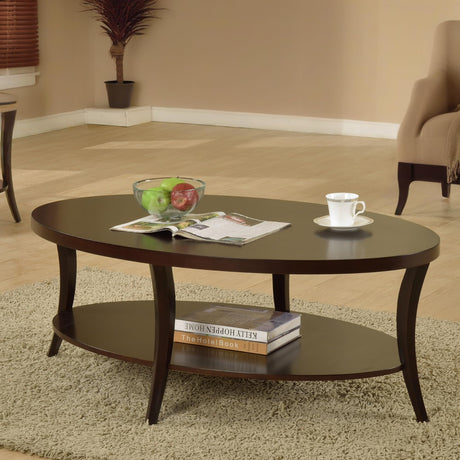 NicBex Coffee Table Wooden Coffee Table with Storage Oval Center Tables with Display Shelves Dining Table for Living Room, Dining Room, Office, and Bedroom,48" W, Espresso NicBex