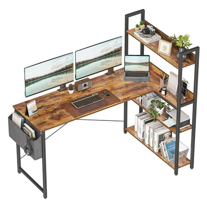 Treesland 55 Inch L-Shaped Computer Desk with Ample Storage for Home Office and Study - WoodArtSupply