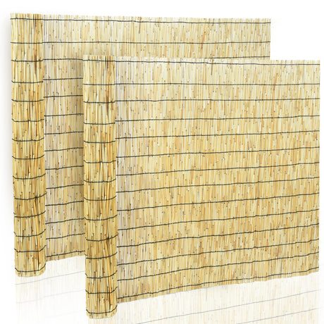 2 Pcs Jollybower Natural Reed Fencing Rolls, Eco-Friendly Reed Fence Curtain, 4Ft High x 13Ft Long Reeds Screen, Decorative Fence for Garden Privacy, Balcony and Window Jollybower