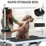 DWVO 50'' Electric Dog Grooming Table Heavy Duty Adjustable Pet Grooming Table Grooming Arm Anti-Slip Top Tool Organizer Professional Dog Grooming Station (White, 50inch) DWVO