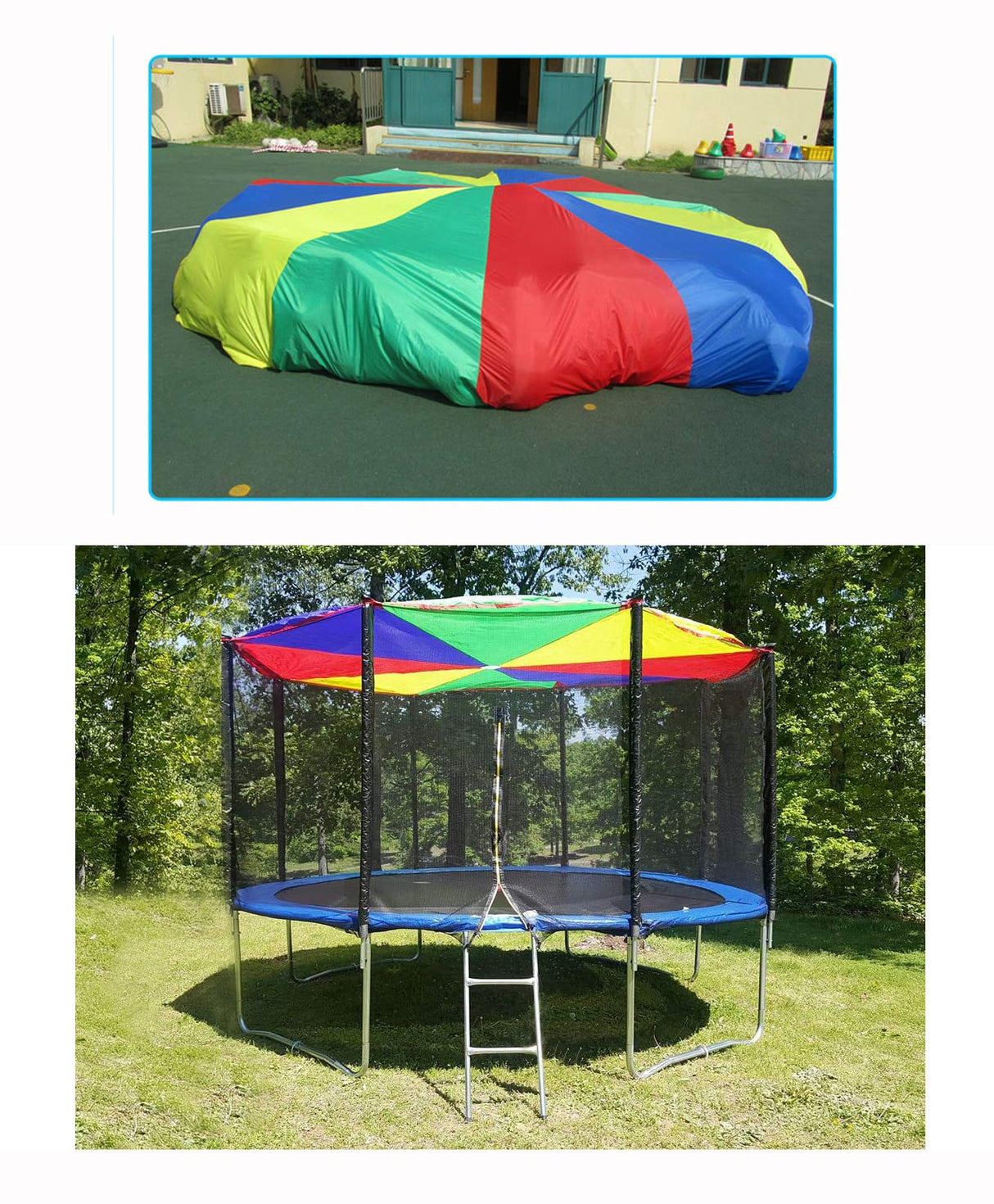 AMYESE 20ft Rainbow Parachute for Outdoor Party Games, Kids Play Parachute Group Cooperative Team Game Toys, Family Get-Together Entertainment AMYESE