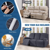 TAOCOCO Recliner Sofa Covers Stretch Reclining Couch Cover, Jacquard Recliner Couch Cover for 3 Seat Furniture Protector Sofa Slipcovers with Elastic Bottom for Kids, Pets (Dark Grey) TAOCOCO