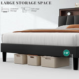 YITAHOME King Size Bed Frame, LED Bed Frame with Storage Upholstered Headboard, Platform Bed with Outlet & USB Ports, No Box Spring Needed, Easy Assembly, Black YITAHOME