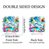 JJFox DIY Tabletop Diamond Art Painting Kit，Double Sided Desktop Ornament Special Shaped Rhinestone Desk Placement Ornament，Home Stand Up 5D Gem Painting Craft Kit，Gift (Summer Beach) JJFox