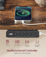 VASAGLE Electric Standing Desk with Drawers, Sit Stand Desk with Built-in Power Strip, Adjustable Height, 23.6 x 55.1 Inches, 2 Hooks, Memory Function, for Home Office, Rustic Brown ULSD184X21 VASAGLE