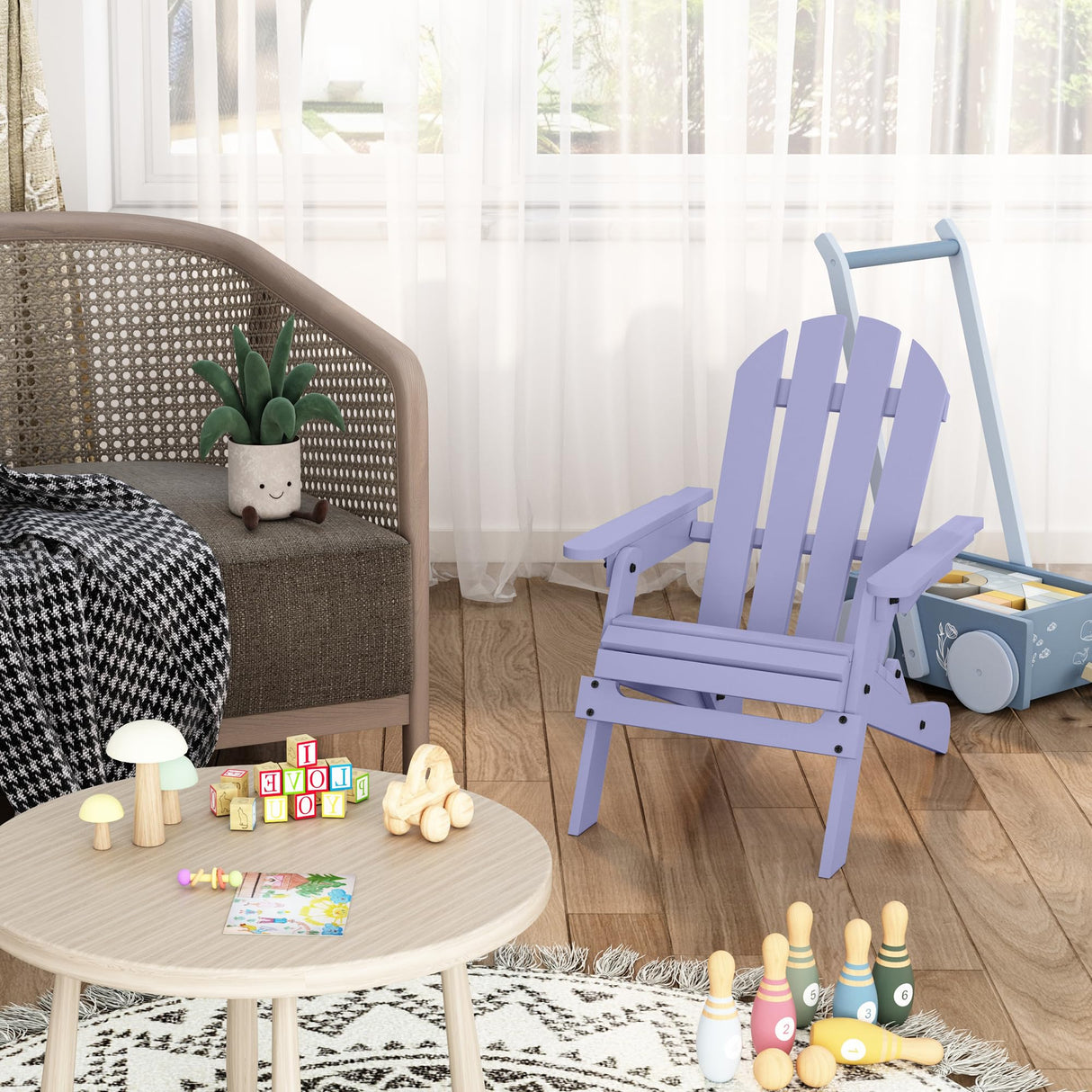 HOLTICO Kids Adirondack Chair, Accent Toddler Adirondack Chair, Folding Adirondack Chair, Outdoor Wooden Kids Fire Pit Lounge Chairs for Yard, Garden, Patio HOLTICO