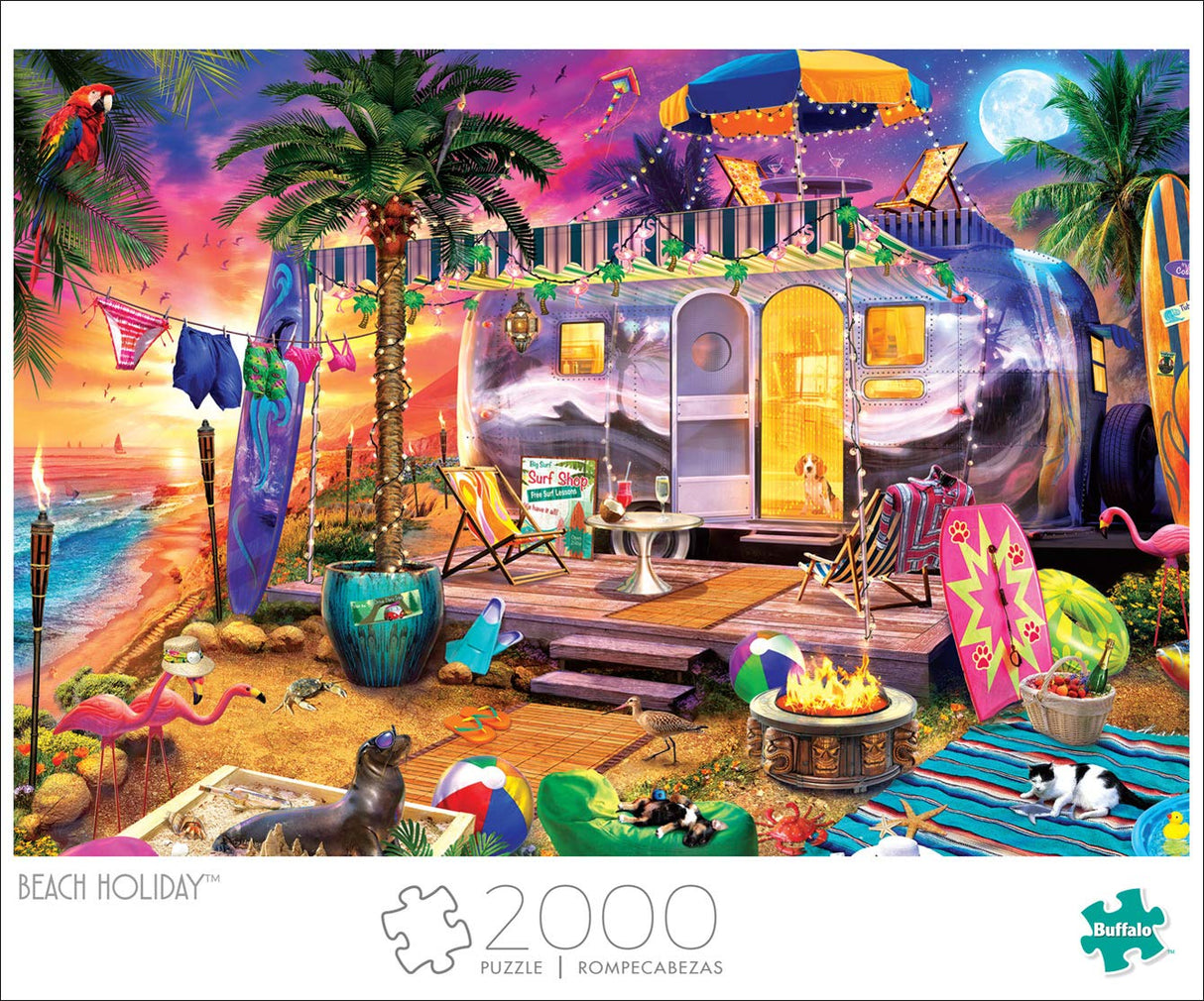 Buffalo Games - Jeff Haynie - Beach Holiday - 2000 Piece Jigsaw Puzzle for Adults Challenging Puzzle Perfect for Game Nights - Finished Size is 38.50 x 26.50 Buffalo Games