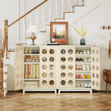 Tribesigns Shoe Cabinet with Adjustable Shelves: Modern Storage Buffet Cabinet with Acrylic Doors and LED Light, 5-Tier Wood Shoe Storage Organizer for Entryway, Living Room, Beige and Natural Wood Tribesigns