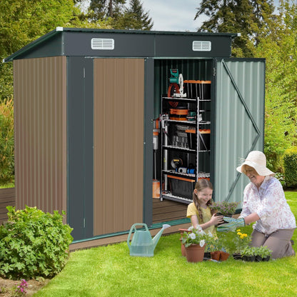 GRAVFORCE 6.4 x 4.6 FT Outdoor Storage Shed, Garden Tool Shed with Lockable Door, Storage Houses for Outside, Large Metal Storage Sheds for Bike, Patio Lawn, Backyard - WoodArtSupply