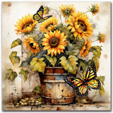 igoodom Diamond Art Kits for Adults, Sunflowers Diamond Art Kits, Full Drill Round Sunflowers Butterfly Diamond Painting Kits, DIY Gem Art and Crafts for Home Wall Decor Gift 14x14inch igoodom