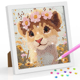 SENQAO Lion Diamond Art Kit for Adults with Frame Art and Crafts for Adults Ages 6-8 -10-12 Easy to DIY Diamond Art for Adults and Adult Beginners Home Wall Decoration 7.1x7.1inch SENQAO
