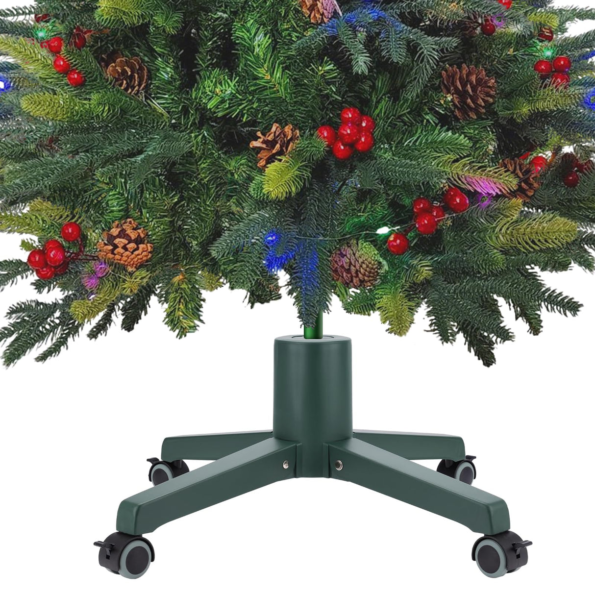 Hammrit Rolling Christmas Tree Stand with Wheels, Artificial Christmas Tree Stand Fits up to 7.5 Ft Trees, No Installation Artificial Xmas Tree Stand Foldable Movable Universal Christmas Tree Base Hammrit