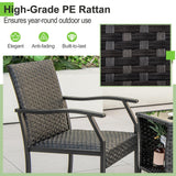 Tangkula 3 Pieces Patio Wicker Chair Set, Waterproof All Weather Resistant Heavy Duty Outdoor Conversation Set with Quick Dry Foam Seating, for Poolside, Backyard, Garden (Mix Brown) Tangkula