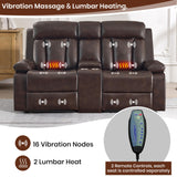 GUEAPY Power Reclining Loveseat with Console, 70.9" Faux Leather Loveseat Recliner with Heat & Massage, Double RV Recliner Sofa with Cup Holders, USB & Type-C Ports, Storage Pocket GUEAPY