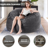 ILPEOD Bean Bag Chairs for Adults - Memory Foam Furniture BeanBag Chair - Kids/Teens Sofa with Soft Micro Fiber Cover - Round Fluffy Couch for Living Room Bedroom College Dorm - 3 ft, Gray Stripe ILPEOD