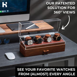 Holme & Hadfield Premium 4-Slot Wooden Watch Display Case – Handcrafted Men’s Watch Box with Accessory Drawer, Hinged Cover, Leather Lining – Father's Day Gift for Collectors – Luxury Built to Last Holme & Hadfield