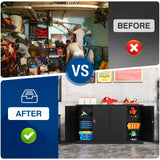 Fesbos Metal Storage Cabinet-36” Tall Steel File Cabinets with Lockable Doors and Adjustable Shelves-Black Steel Storage Cabinet for Home Office, School, Garage Fesbos