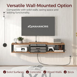 MAHANCRIS Floating TV Stand with Power Outlet, Wall-Mounted Entertainment Console Center with Storage, Floating TV Shelf for Under TV Storage, for Living Room, Bedroom, Rustic Brown TVHR101E01 MAHANCRIS