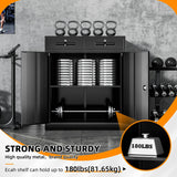 INTERGREAT Metal Storage Cabinet with 2 Drawers, 42” Black Steel Garage Storage Cabinet with 2 Doors and Adjustable Shelves, Office Storage Cabinet with Lock for School, Home INTERGREAT