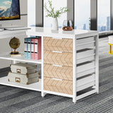 Tribesigns L Shaped Computer Desk with Storage Drawers, 59 inch Corner Desk with Shelves, Reversible L-Shaped Office Desk Study Writing Table Workstation for Home Office, White Tribesigns