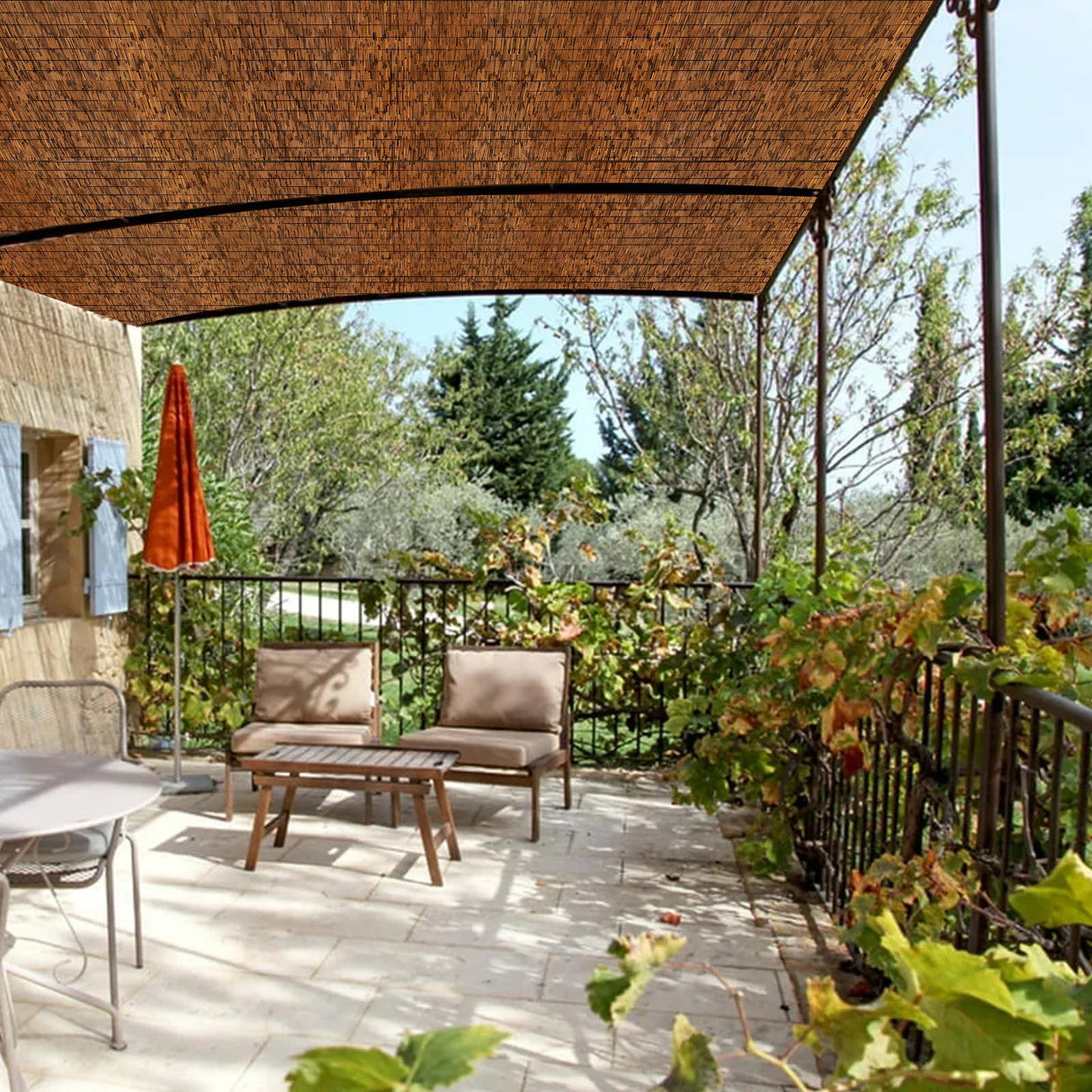 FENRUNXU Natural Bamboo Roll-Up Blinds - 2 Pack, 47" W x 71" H Reed Shades for Indoor & Outdoor Use FENRUNXU